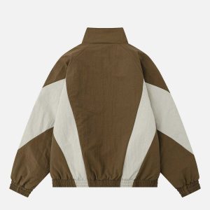 vibrant color block patchwork coat   edgy & retro streetwear 1067