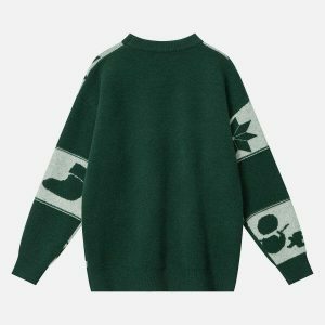 vibrant color block plaid sweater urban chic 3366
