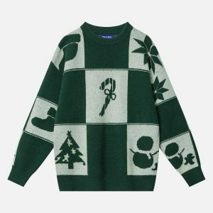 vibrant color block plaid sweater urban chic 8015
