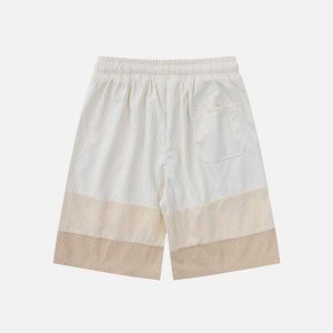 vibrant color block shorts   youthful gradient stripe design 3117