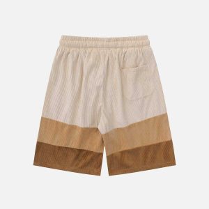 vibrant color block shorts   youthful gradient stripe design 5875