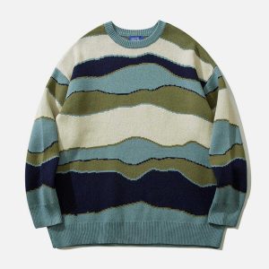 vibrant color block stripe sweater   y2k streetwear icon 6822