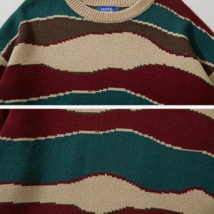 vibrant color block stripe sweater   y2k streetwear icon 8209