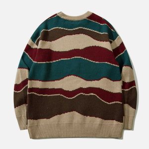 vibrant color block stripe sweater   y2k streetwear icon 8489