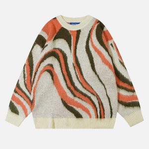 vibrant color block stripe sweater   youthful urban chic 7515