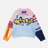 vibrant color block sweater   trendy & edgy streetwear 1960