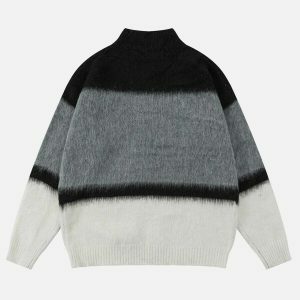 vibrant color block zip up sweater 5198
