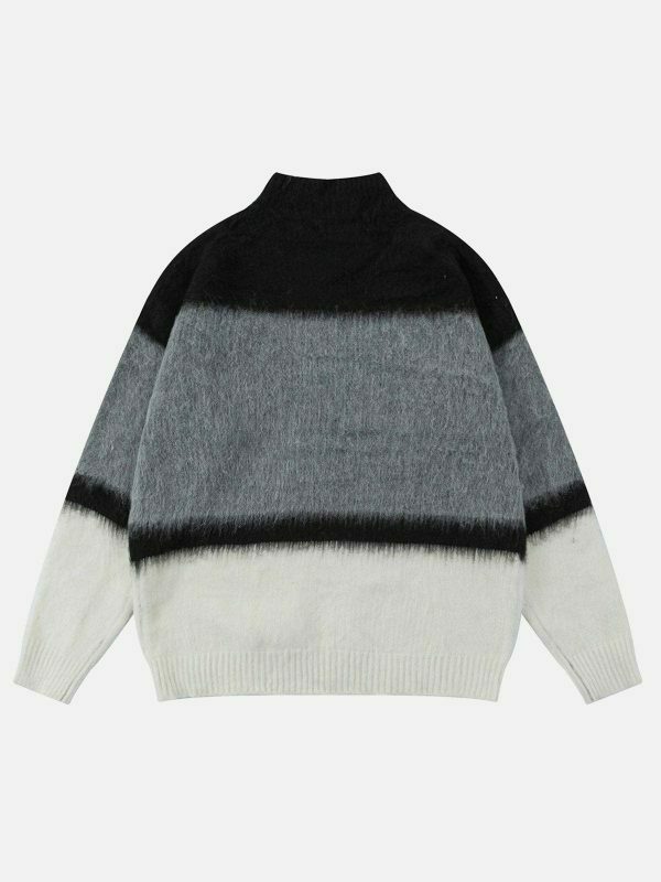 vibrant color block zip up sweater 5198