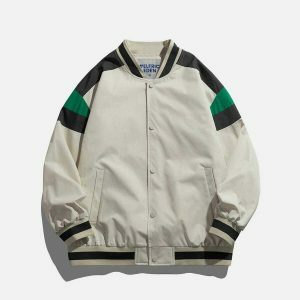 vibrant color blocking varsity jacket 8040