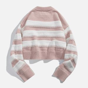vibrant colorblock crop sweater   chic y2k streetwear 4608