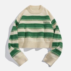 vibrant colorblock crop sweater   chic y2k streetwear 5415