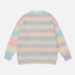 vibrant contrast rainbow sweater youthful streetwear icon 7624
