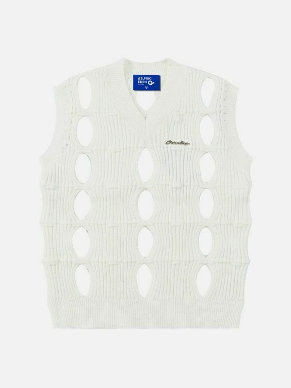 vibrant cut out v neck sweater vest 6776