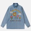 vibrant embroidery rainbow shirt   youthful long sleeve style 4155