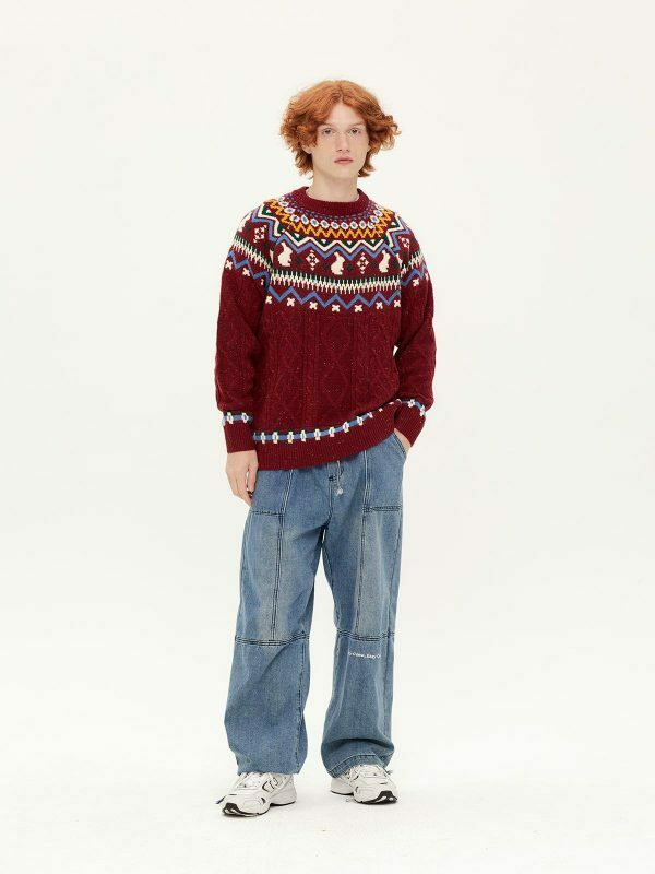 vibrant fair isle knit sweater urban fashion essential 1547