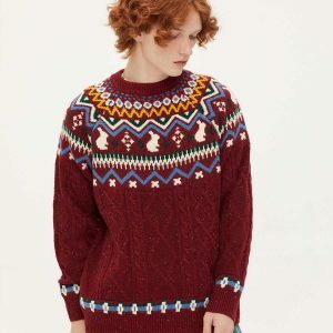 vibrant fair isle knit sweater urban fashion essential 1646