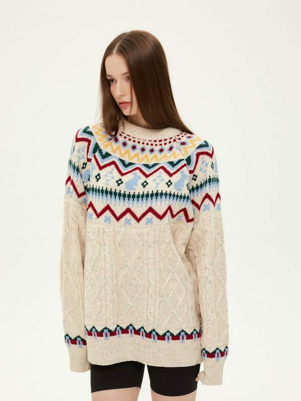 vibrant fair isle knit sweater urban fashion essential 2175