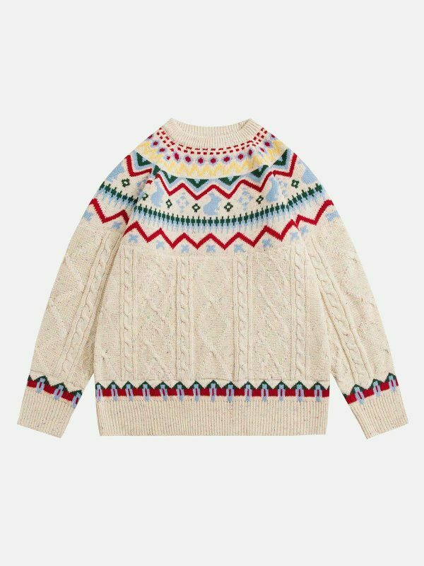 vibrant fair isle knit sweater urban fashion essential 6087