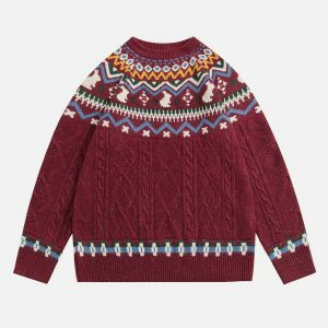 vibrant fair isle knit sweater urban fashion essential 7326