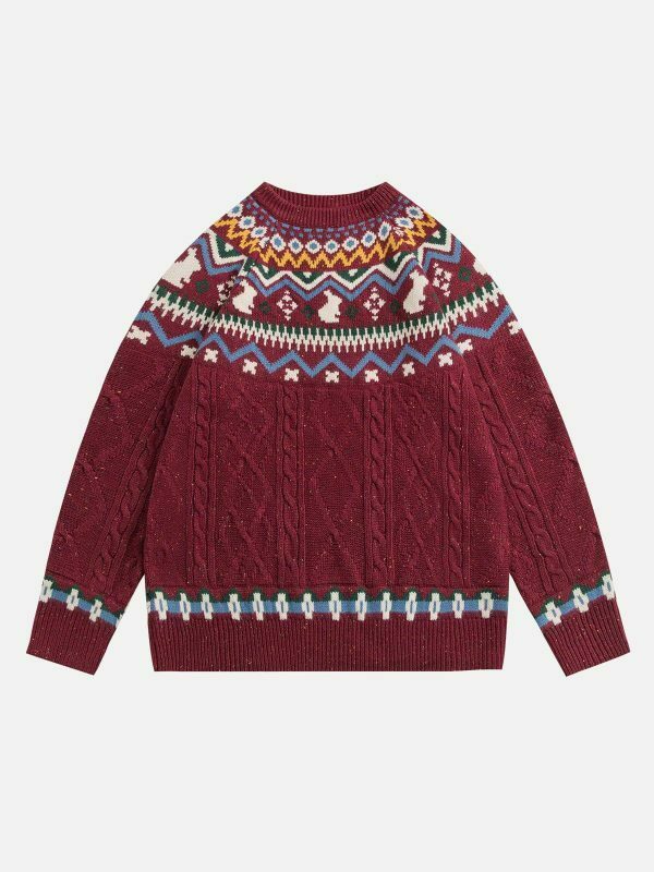 vibrant fair isle knit sweater urban fashion essential 7326