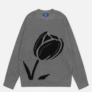 vibrant flower graphic sweater 7930