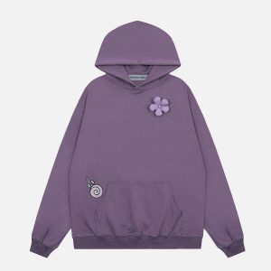 vibrant flower lollipop hoodie   youthful streetwear charm 3364