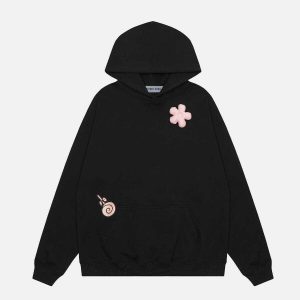 vibrant flower lollipop hoodie   youthful streetwear charm 7088