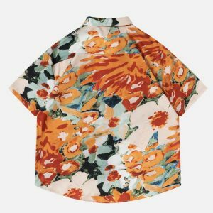 vibrant flowers print shirt   chic & youthful streetwear 6205