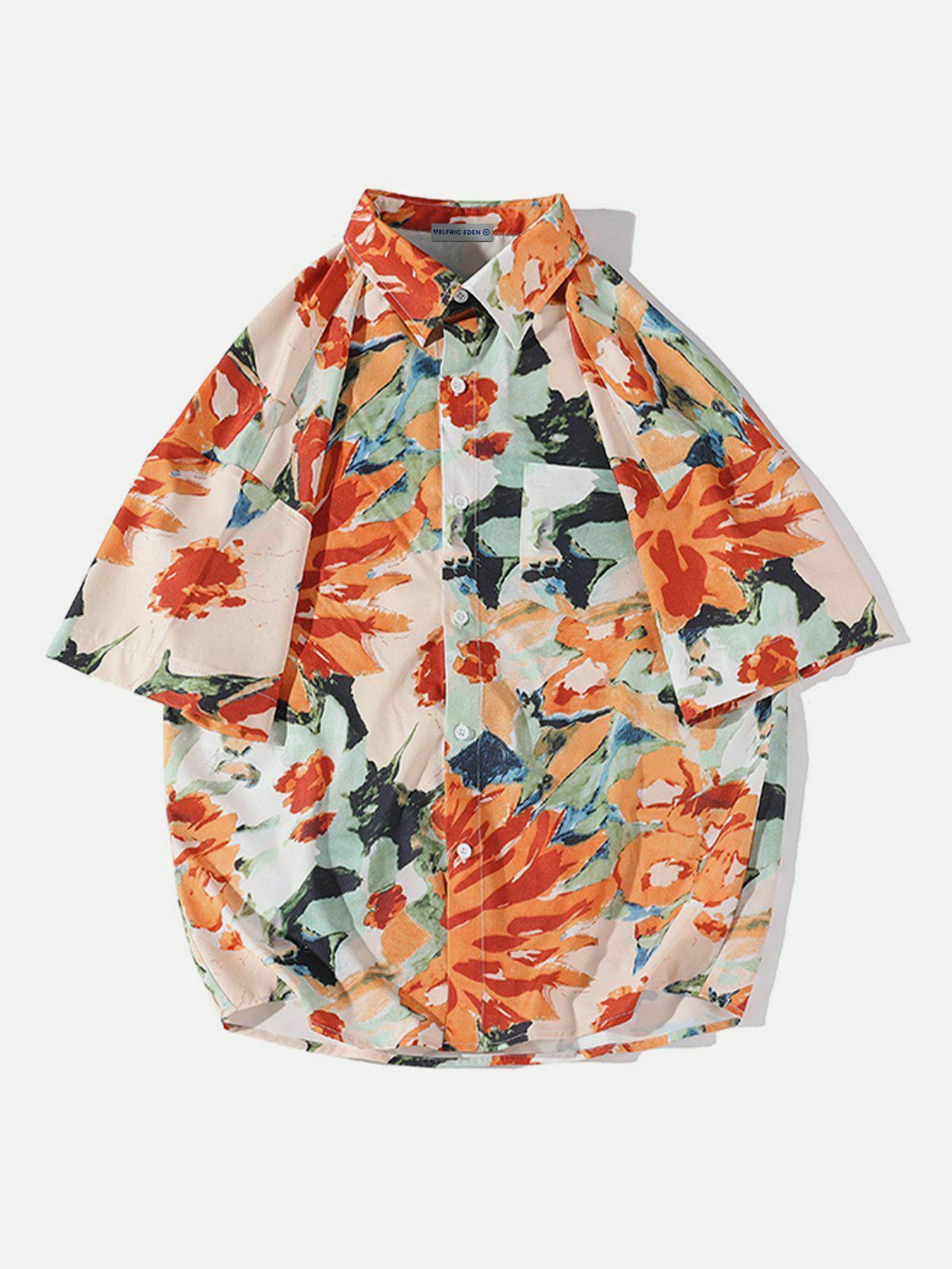 vibrant flowers print shirt   chic & youthful streetwear 6582