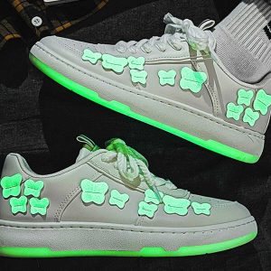 vibrant fluorescent butterfly skate shoes   y2k streetwear 7581