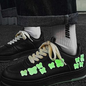 vibrant fluorescent butterfly skate shoes   y2k streetwear 8929