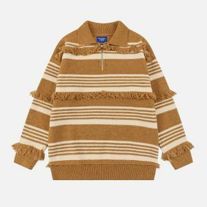 vibrant fringe stripe sweater 2238