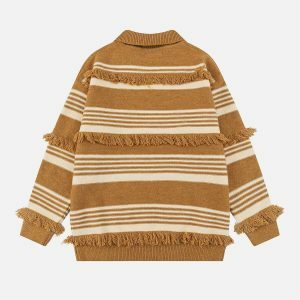 vibrant fringe stripe sweater 3754