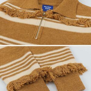 vibrant fringe stripe sweater 3916