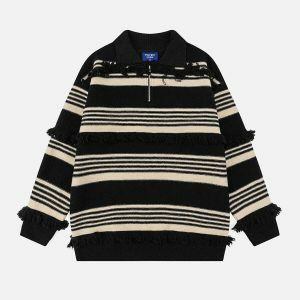 vibrant fringe stripe sweater 7279