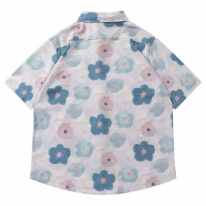 vibrant full flower print shirt youthful short sleeve design 6119