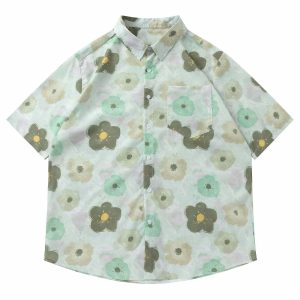 vibrant full flower print shirt youthful short sleeve design 6391