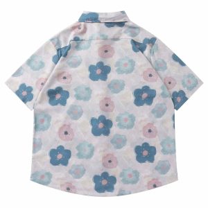 vibrant full flower print shirt youthful short sleeve design 8708
