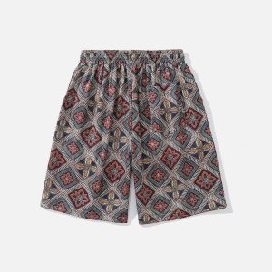 vibrant full print bandana shorts   youthful streetwear 8037