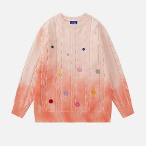 vibrant gradient color button sweater 1769