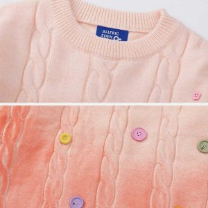 vibrant gradient color button sweater 2073