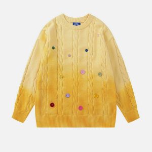 vibrant gradient color button sweater 4475