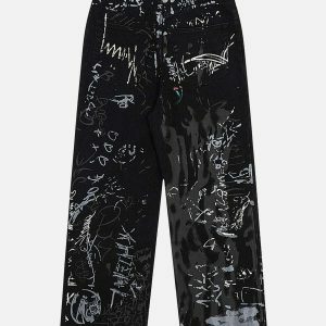 vibrant graffiti print jeans   youthful & edgy streetwear 1719