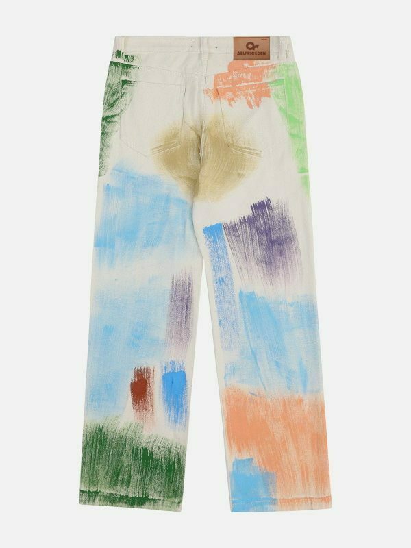 vibrant graffiti print pants   edgy & retro streetwear 3277