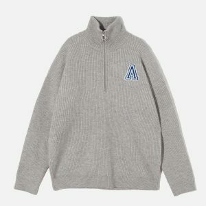 vibrant half zip turtleneck sweater urban chic 8512
