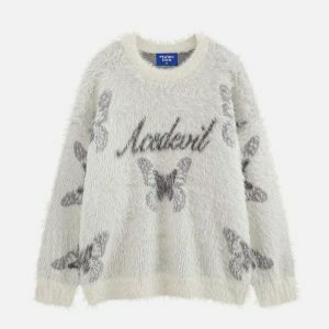 vibrant jacquard butterfly sweater youthful & trending 6639