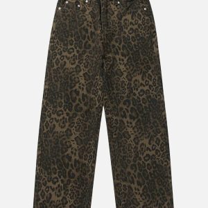 vibrant leopard print jeans   y2k streetwear icon 8766