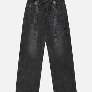 vibrant long belt jeans edgy & retro streetwear 4492