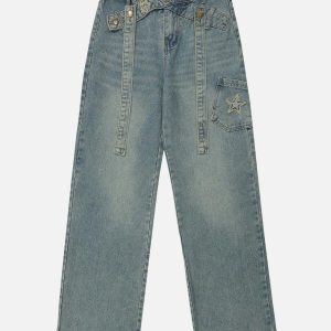 vibrant long belt jeans edgy & retro streetwear 8523