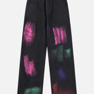 vibrant multi color graffiti jeans   urban streetwear icon 1122
